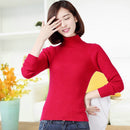 Women's Hot Cashmere Ribbed High Neck Red Sweater