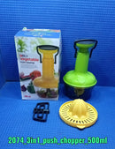 2074 3 IN 1 PUSH CHOPPER 500ML USED FOR CHOPPING OF FRUITS AND VEGETABLES. 