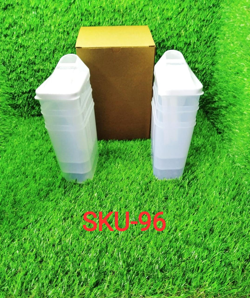 0096 Plastic Easy Flow Storage Jar with Lid (750ml, Set of 6) 