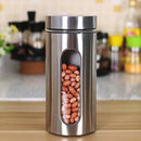 2360 Stainless Steel Jar With Visible Container Glass Window & Airtight Lid (800ml) - 