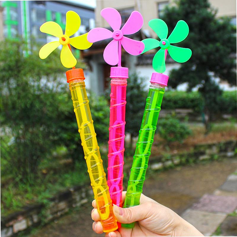 1166  Small Bubble Stick with Windmill Fan Toy (MultiColor) (30pc) - 