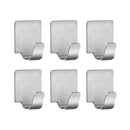 1593 Multipurpose Small Rectangular Stainless Steel Adhesive Hooks (Set of 6) - 