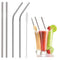 0579 Set of 4 Stainless Steel Straws & Brush (2 Straight straws, 2 Bent straws, 1 Brush)