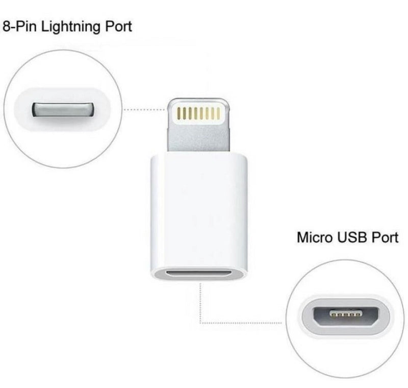 Micro USB to 8 Pin Lighting (For Iphone 6,7,8, iphone X etc(upper models), White, Sync and Charge Cable) FDI000001USB