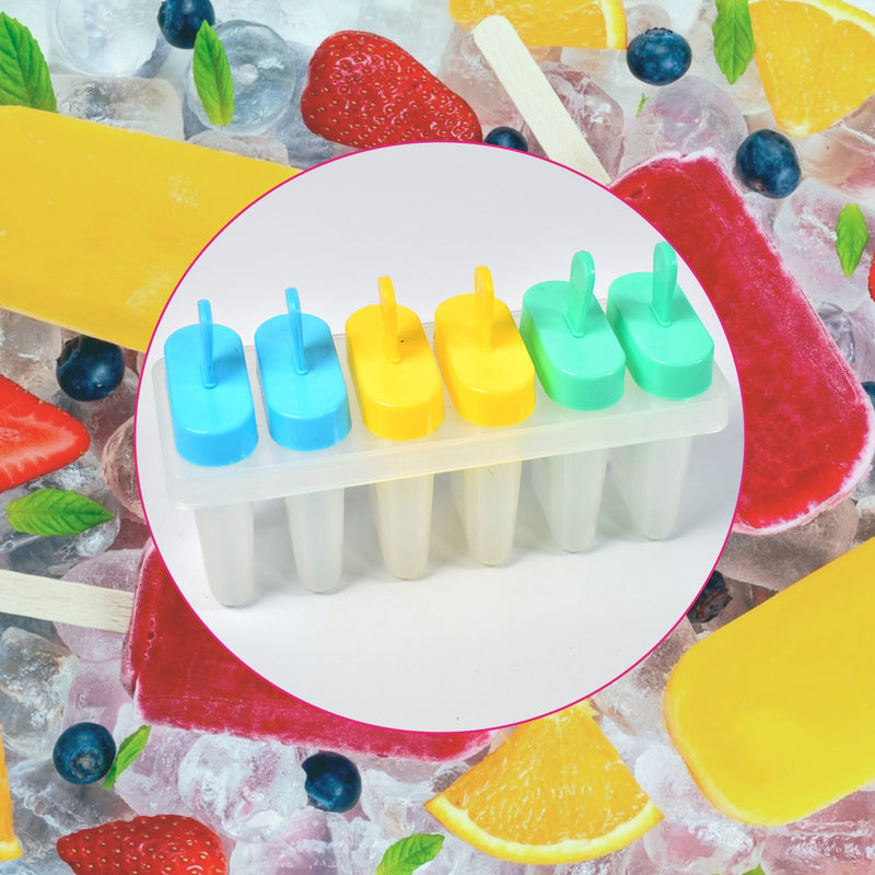 7167 Ice Candy Maker Upgrade Popsicle Molds Sets 6 Ice Pop Makers Reusable Ice Lolly Cream Mold Home-Made Popsicles Mould with Stick 