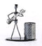 1636 Iron Musician Playing Bass Guitar Pen Stand Showpiece - DeoDap