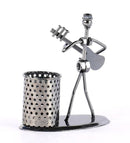 1636 Iron Musician Playing Bass Guitar Pen Stand Showpiece - DeoDap