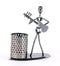 1636 Iron Musician Playing Bass Guitar Pen Stand Showpiece - DeoDap