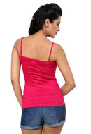 Solid Pink Cotton Detachable Straps Versatile Camisole