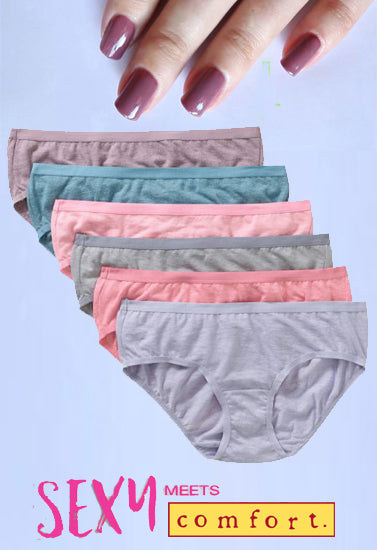 Soft Cotton Stretch Waistband Hipsters Pk-6