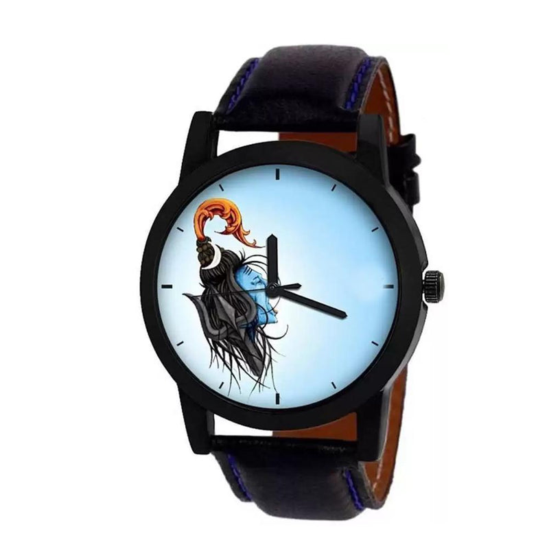 1803 Unique & Premium Analogue Watch Lord Shiva Print Multicolour Dial Leather Strap (Watch 3)