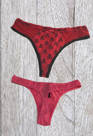 Soft Red And Pink Thong Panties Set Of 2